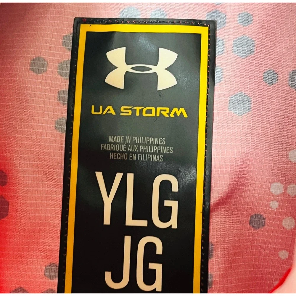 Under Armour Storm Rain Jacket Youth Large Red Digital Camo 1/4 Zip Windbreaker
